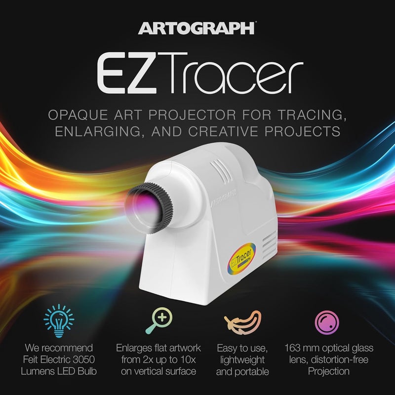 Artograph جهاز عرض الفن غير الشفاف EZ Tracer، مكبر الصور للتتبع والرسم + لمبة LED بقوة 25 واط لجهاز عرض EZ Tracer وجهاز عرض LED Tracer - Image 2
